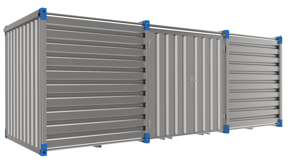 Container 6m OSB-bund - med port i siden